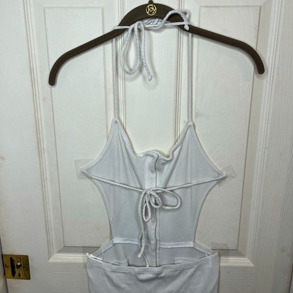 Free People Beach Bodycon Button Beige Strappy Backless Dress Large - Picture 7 of 10